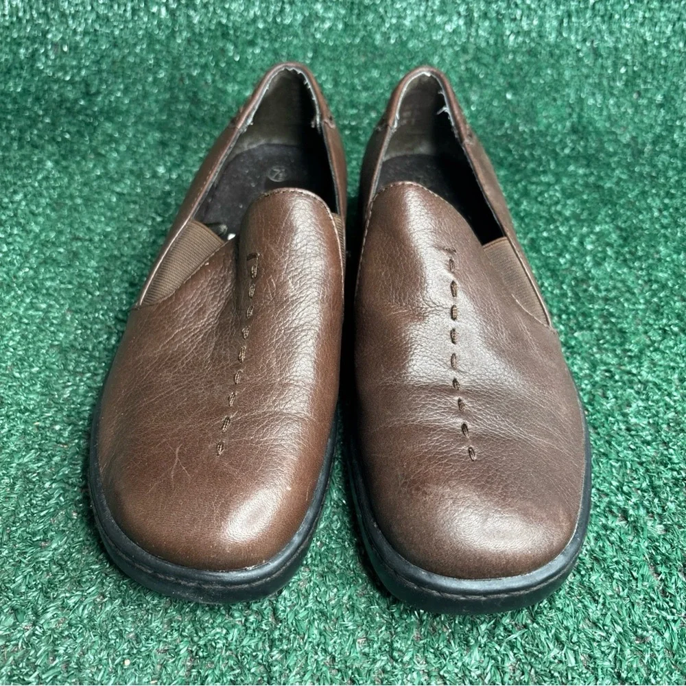 Predictions Leather Collection Brown Slip On Comfort Shoes Women 7.5